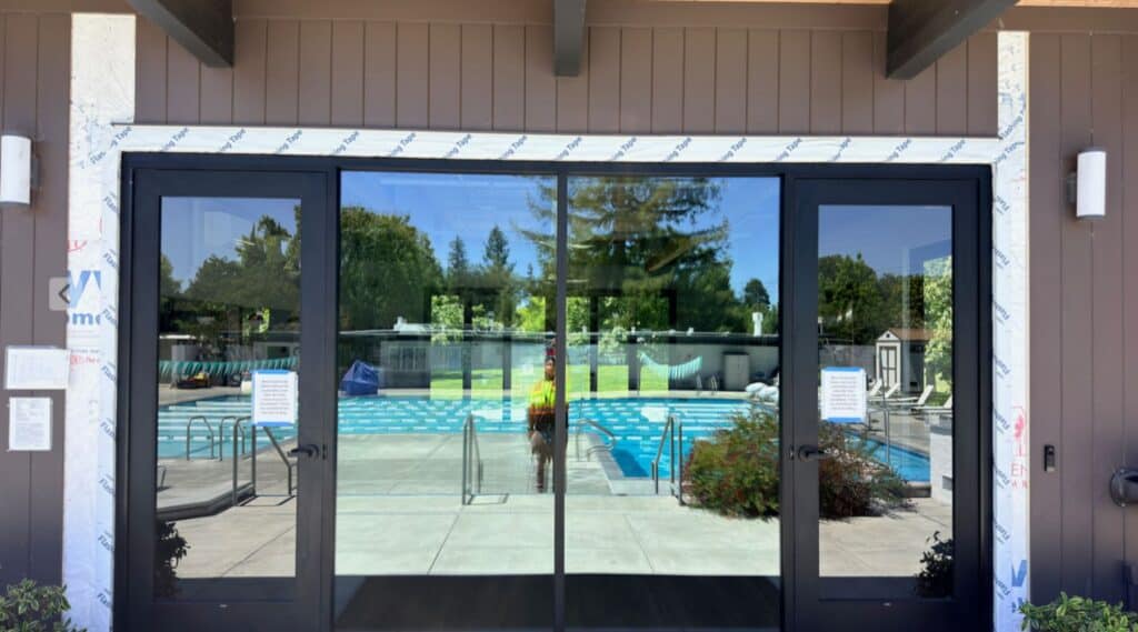 HOA clubhouse storefront glass doors