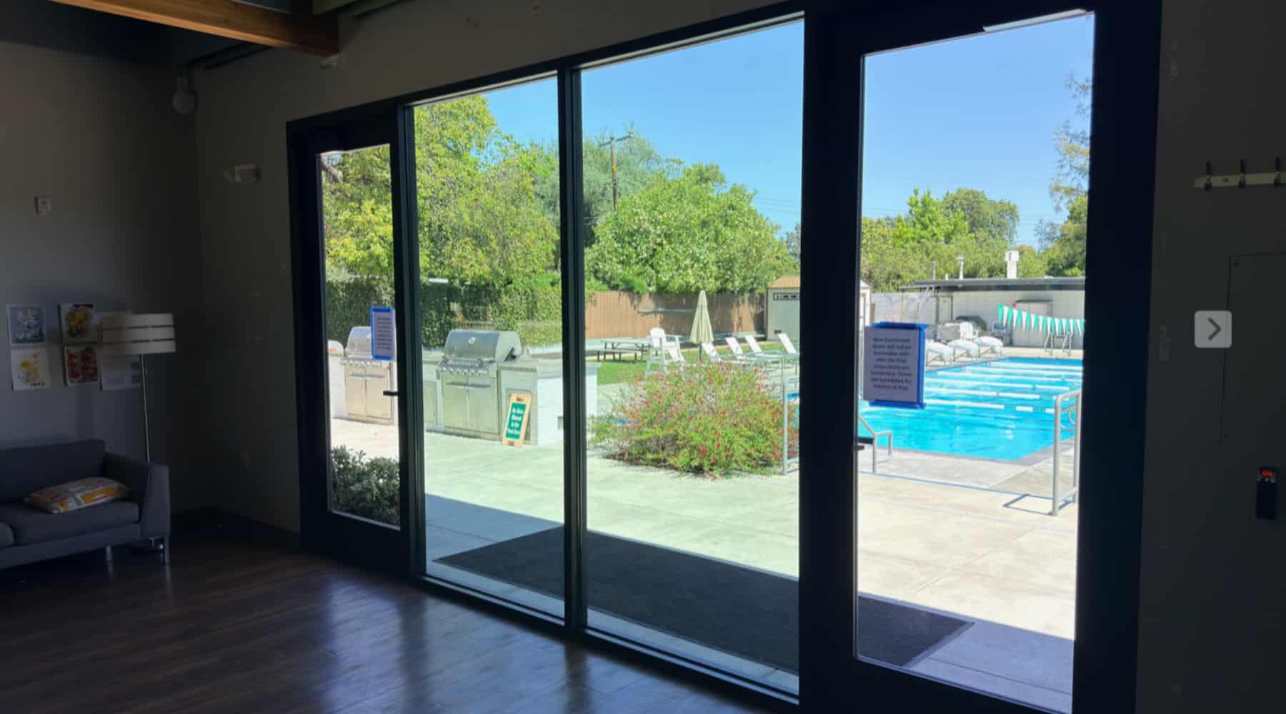 HOA clubhouse storefront glass doors