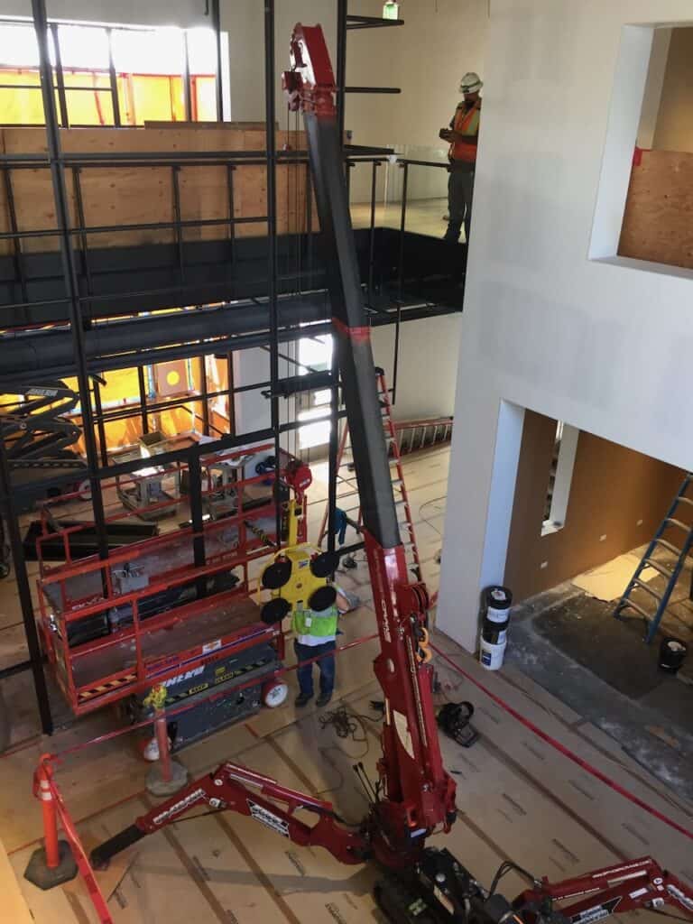 Interior glazing work in progress on a commercial fit out