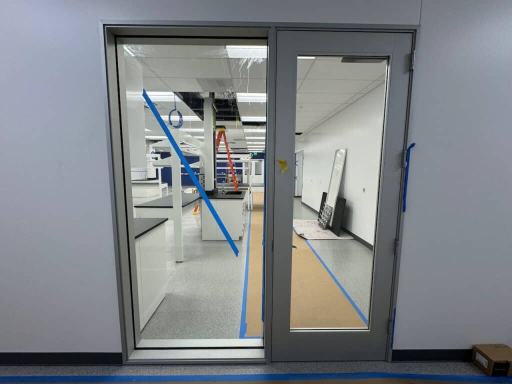 Office glass door with matching sidelight panel