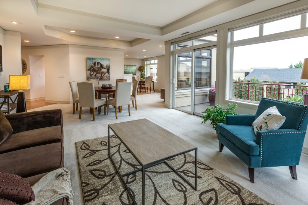 large residential windows and sliding patio
